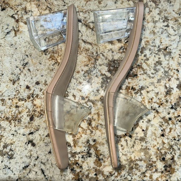 BCBGENERATION Clear Comfort Luckee Square Toe Block Heel Slip On Heeled Sandal - Picture 6 of 6